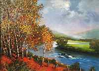 Autumn Birches Along The River Dee